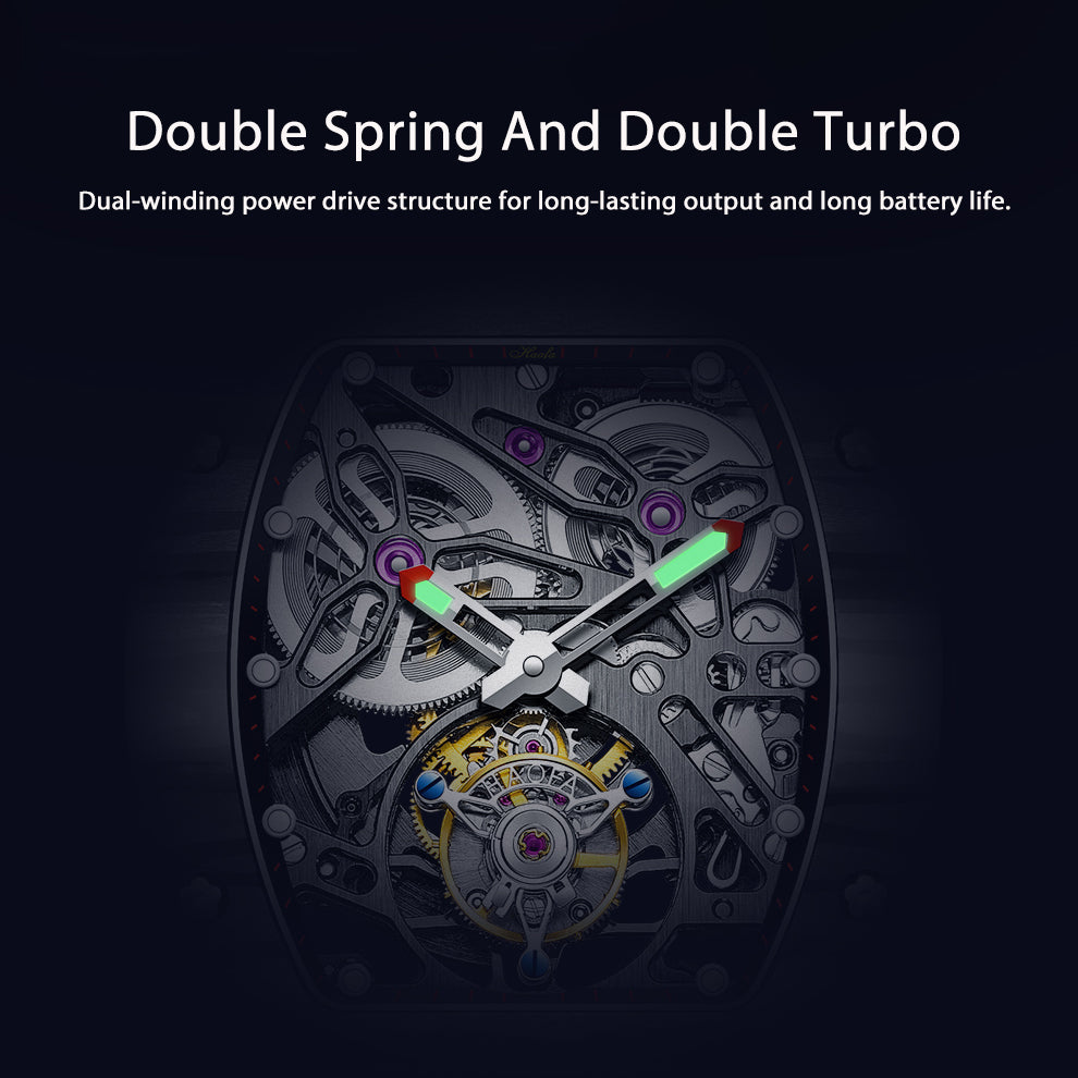 HAOFA Automatic Tourbillon Movement Free-sprung Balance 1901-1 Double Spring carbon fiber bezel Titanium magnesium