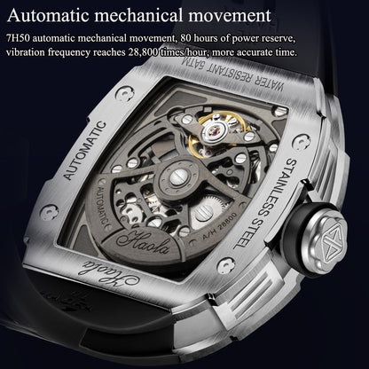 Haofa 1909A Stainless Steel Case Skeleton Automatic Watch Super Luminous 80 hours power