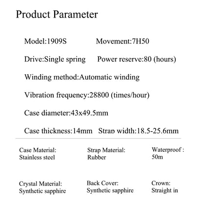 Haofa 1909S Men‘s Automatic Winding Watches Full Diamond Stainless Steel Case