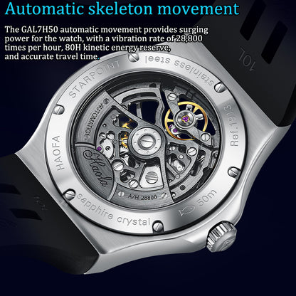 HAOFA Automatic Sapphire Mechanical Rainbow Watch Luxury Skeleton Rhinestone Case Waterproof 1913S