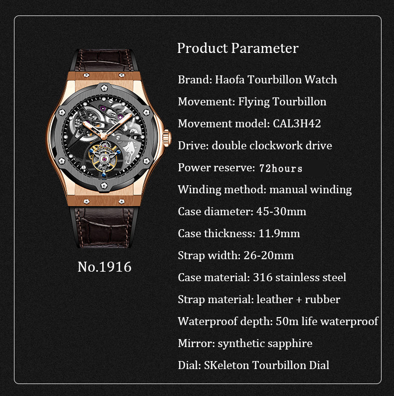 Haofa 1916 Double Barrel Tourbillon Watch – HAOFA Tourbillon