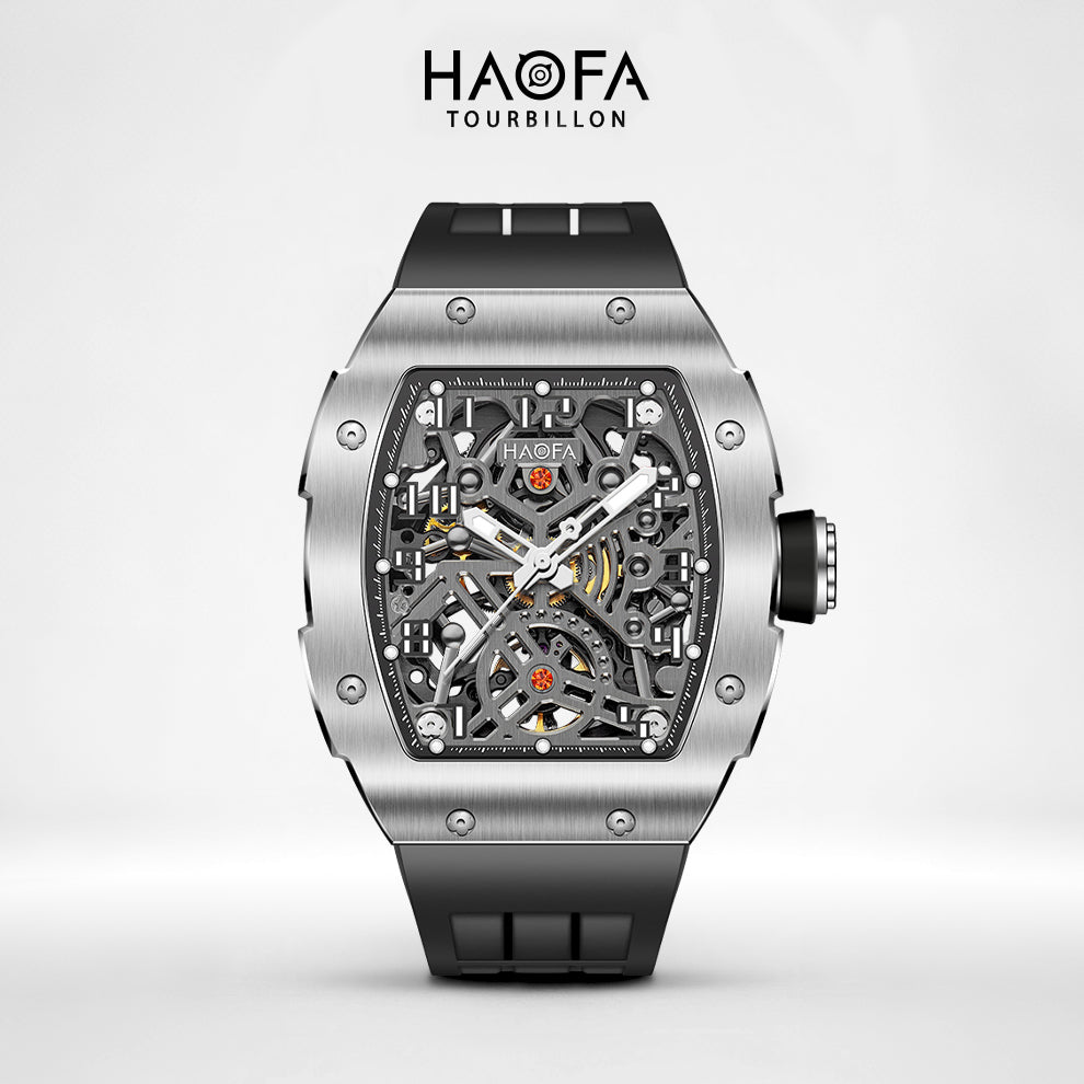 HAOFA 1923A Big Number Maze Skeleton Stainless Steel Automatic Watch