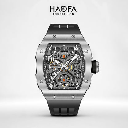 HAOFA 1923A Big Number Maze Skeleton Stainless Steel Automatic Watch
