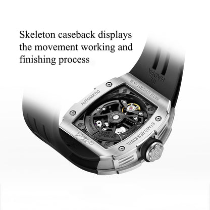 HAOFA 1923A Big Number Maze Skeleton Stainless Steel Automatic Watch