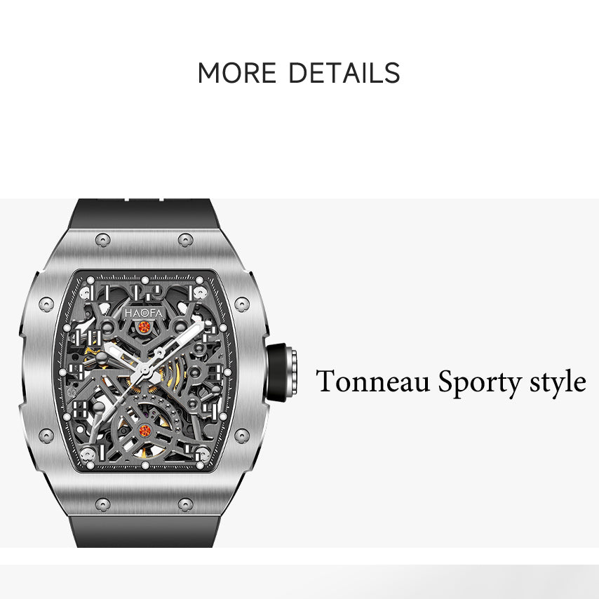 HAOFA 1923A Big Number Maze Skeleton Stainless Steel Automatic Watch