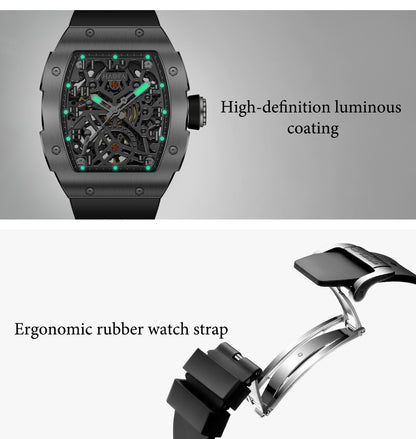 HAOFA 1923A Big Number Maze Skeleton Stainless Steel Automatic Watch