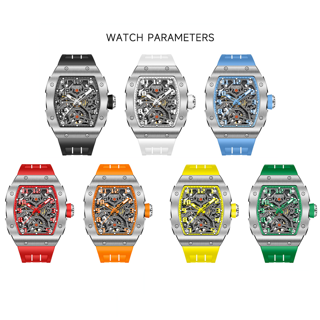 HAOFA 1923A Big Number Maze Skeleton Stainless Steel Automatic Watch