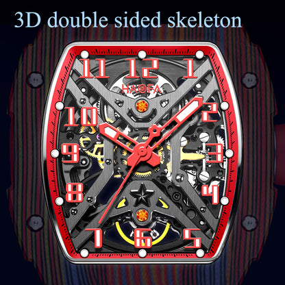 Haofa 1975 Colorful Carbon Fiber Case Automatic Movement 80H Power Reserve Skeleton Sapphire Crystal Wrist Watch