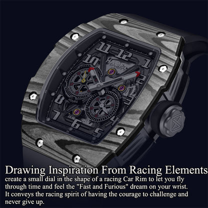 Haofa 1978 Carbon Fiber Car Rim Design Automatic Movement 24H Dial Wrist Watch