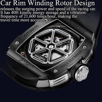 Haofa 1978 Carbon Fiber Car Rim Design Automatic Movement 24H Dial Wrist Watch