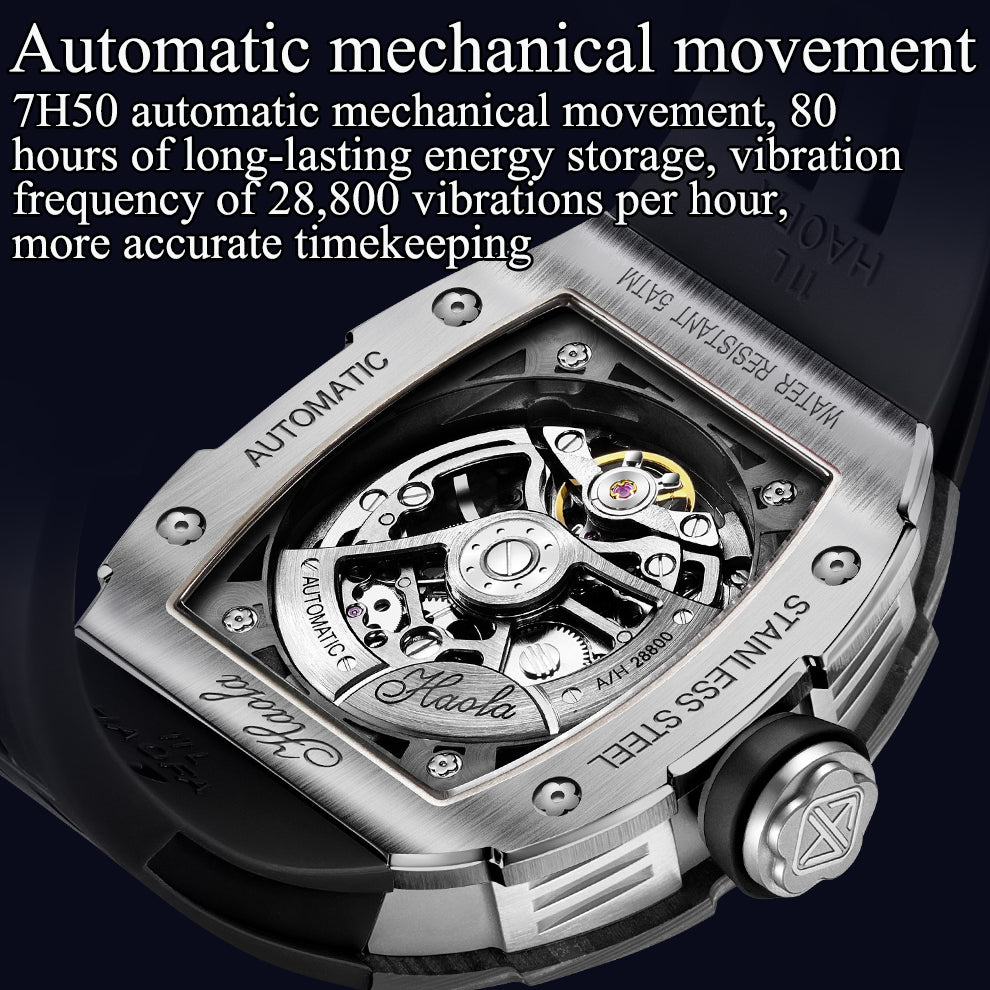 HAOFA 1982 Navigator Skeleton Carbon Fiber Automatic Mechanical Watch