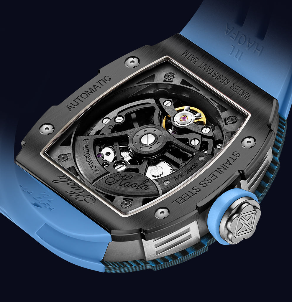 HAOFA 1985 Carbon Fiber Automatic Mechanical Rabbit Watches 80H Power Reserve Super Luminous