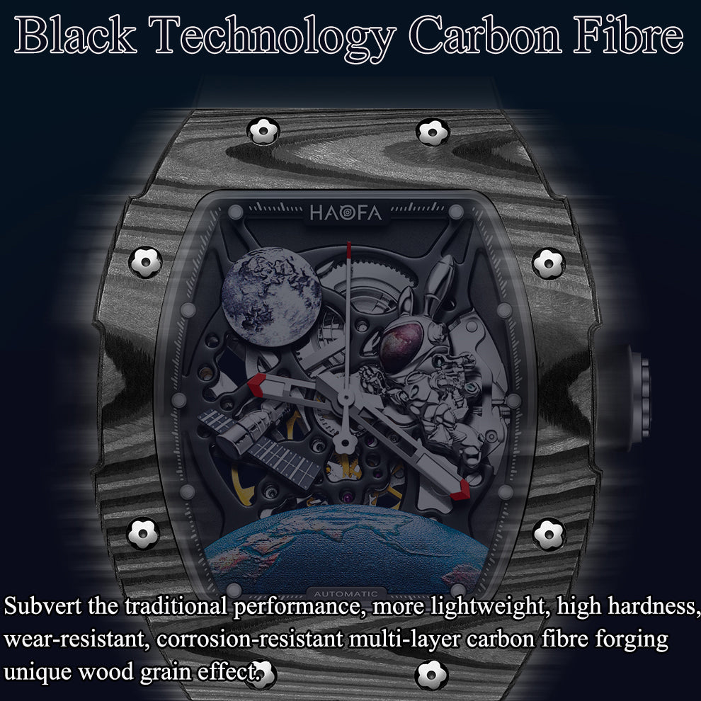 HAOFA Carbon Fibre Automatic 3D Spaceship Watch 1986