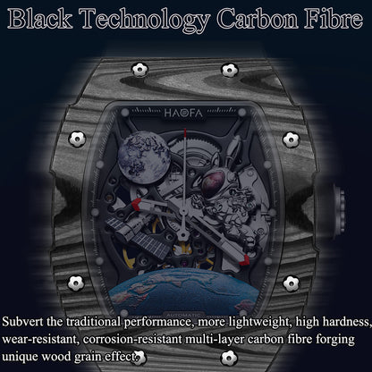 HAOFA Carbon Fibre Automatic 3D Spaceship Watch 1986