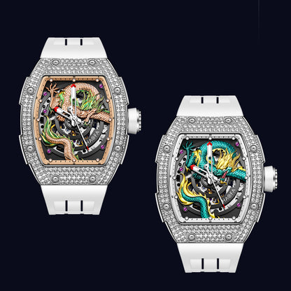 HAOFA 1987S Model Super Luminous Crystal Bezel 3D Dragon Automatic Watch