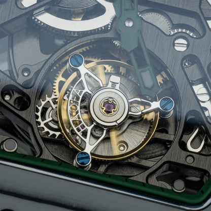 HAOFA Automatic Tourbillon Movement Free-sprung Balance 1901-1 Double Spring carbon fiber bezel Titanium magnesium