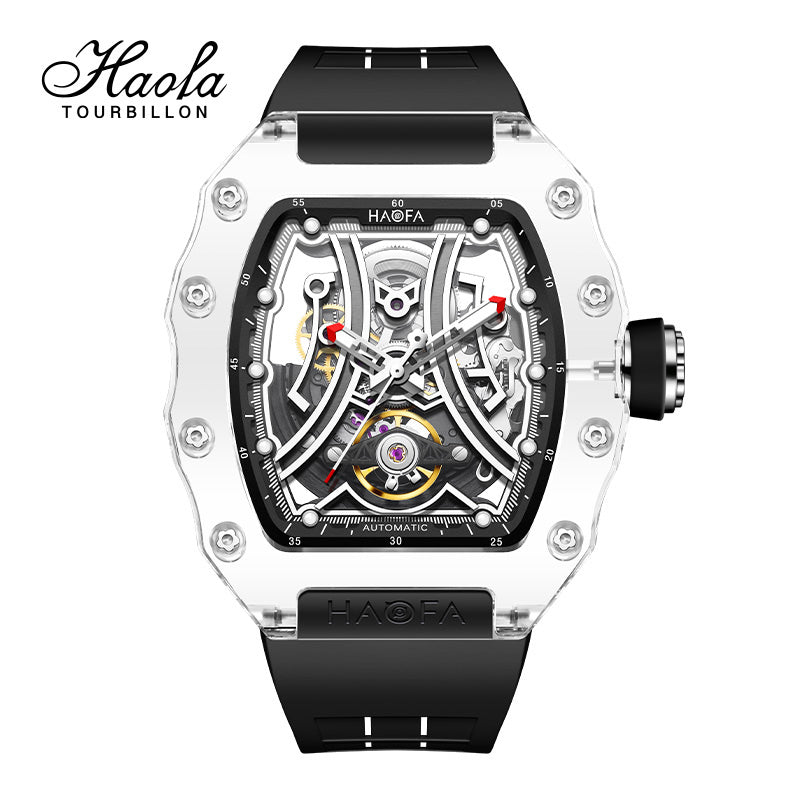 Haofa 2325 Racing Track Dial Transparent K9 Crystal Case Super Luminous Watch