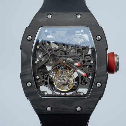 HAOFA Automatic Tourbillon Movement Free-sprung Balance 1901-1 Double Spring carbon fiber bezel Titanium magnesium