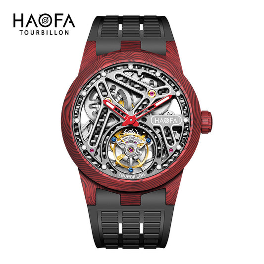 HAOFA 2330 Double Spring Carbon Fibre Round Automatic Tourbillon Watch