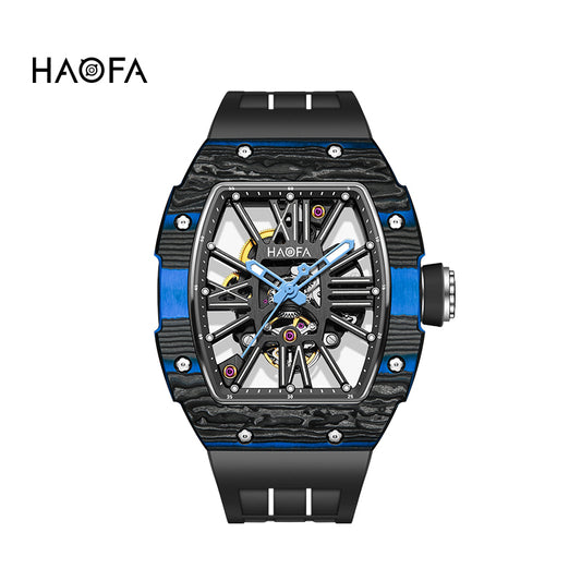 Haofa 1976 Roman Numerals Skeleton Dial Carbon Fiber Automatic Mechanical Watch