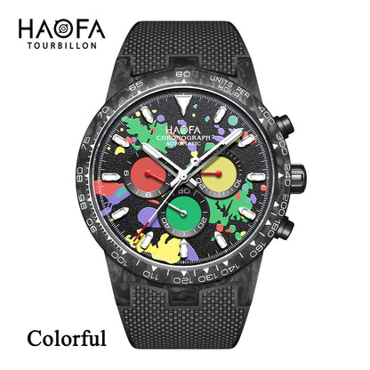 HAOFA Chronograph Movement Full Carbon Fiber Automatic Screw-in crown Watch  2366