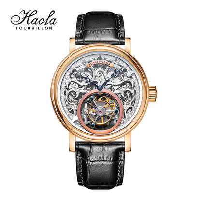 Haofa K008 18K Gold 3D Carving Tourbillon Karat Watch