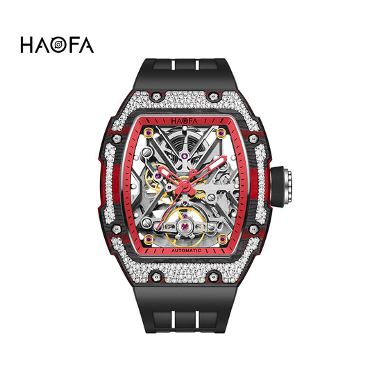 Mouvement automatique HAOFA en fibre de carbone et lunette en cristal 1989 