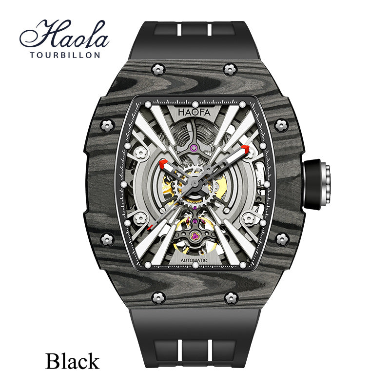 Haofa 1906 double Carbon Fiber Mechanical Watch 80 Hours power Skeleton