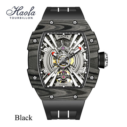 Haofa 1906 double Carbon Fiber Mechanical Watch 80 Hours power Skeleton