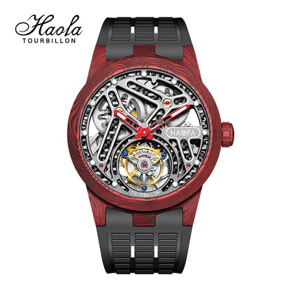 HAOFA 2330 Double Spring Carbon Fibre Round Automatic Tourbillon Watch