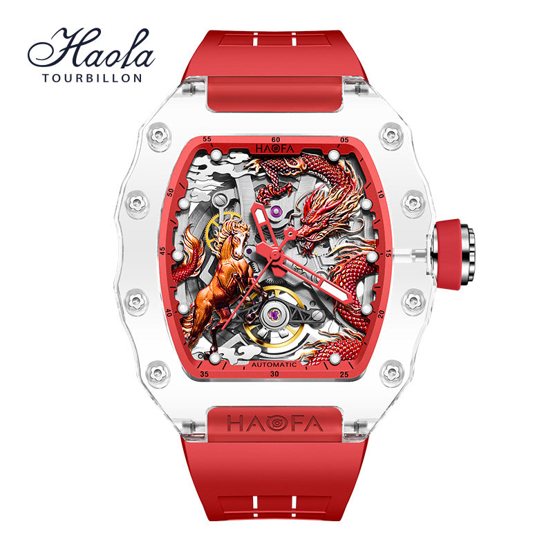 Haofa Crystal 2323 3D Dragon and Horse 72H Automatic Watch