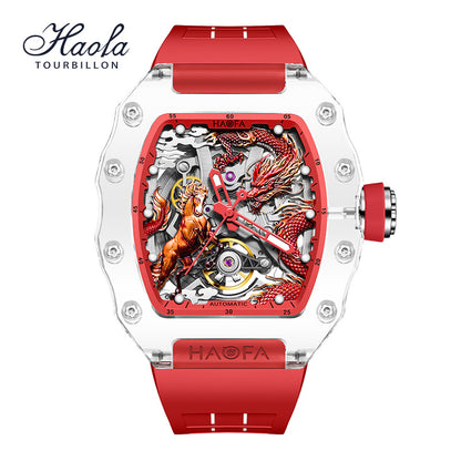 Haofa Crystal 2323 3D Dragon and Horse 72H Automatic Watch