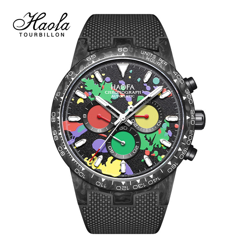 HAOFA Chronograph Movement Full Carbon Fiber Automatic Screw-in crown Watch  2366