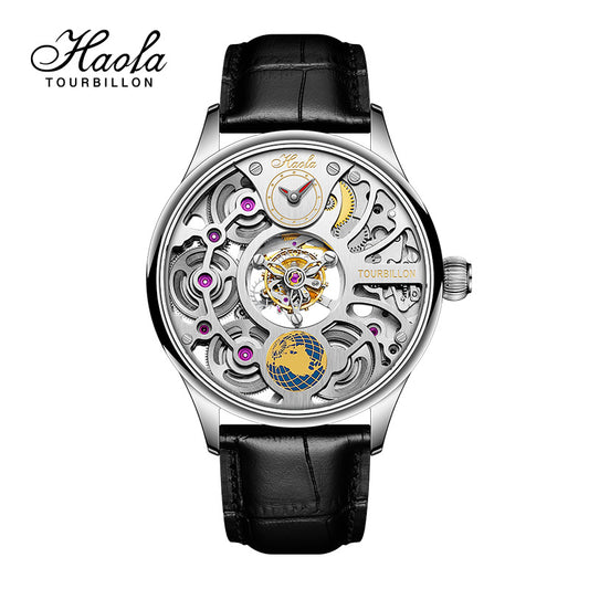 Haofa 1037 Center Tourbillon Watch Four Spring Drive Manual Tourbillon 120H Power Reserve Watches