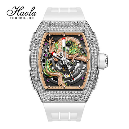 HAOFA 1987S Model Super Luminous Crystal Bezel 3D Dragon Automatic Watch