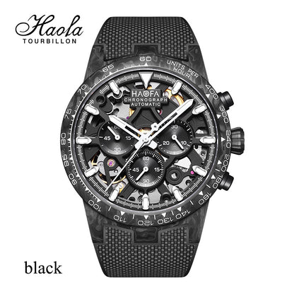 【Pre-sale】HAOFA 2367 3D Skeleton Automatic Chronograph Movement Full Carbon Fiber Screw-in crown Watch