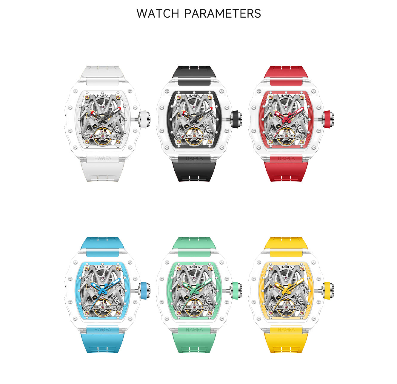 HAOFA 2209 Spider Design Dial K9 Crystal Tonneau Mechanical Watch