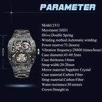HAOFA 2311 All Carbon Fiber Automatic Tourbillon Watch Double-Spring 72 Hour power Super Luminous