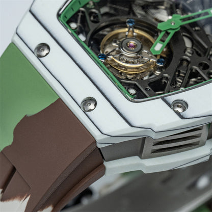 HAOFA Automatic Tourbillon Movement Free-sprung Balance 1901-1 Double Spring carbon fiber bezel Titanium magnesium