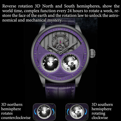 Haofa 2318 Model 3D Earth Rotating Mineral Crystal Watches