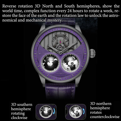 Haofa 2318 Model 3D Earth Rotating Mineral Crystal Watches