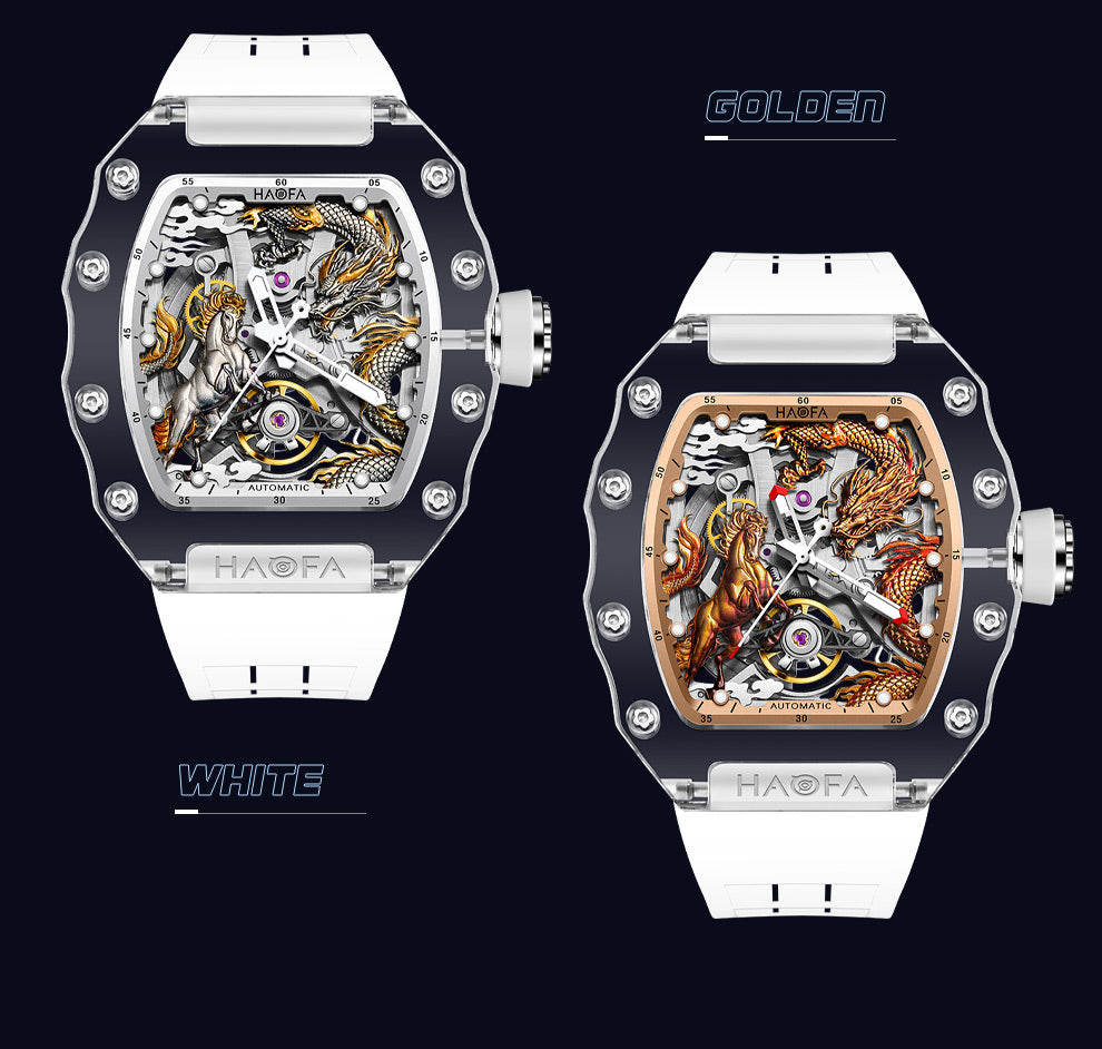 Haofa Crystal 2323 3D Dragon and Horse 60H Automatic Watch