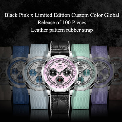 【Pre-sale】Haofa 2371 Black Pink 100pcs Chronograph Watch Tachymeter Automatic Movement WristWatch