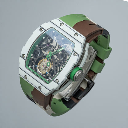 HAOFA Automatic Tourbillon Movement Free-sprung Balance 1901-1 Double Spring carbon fiber bezel Titanium magnesium