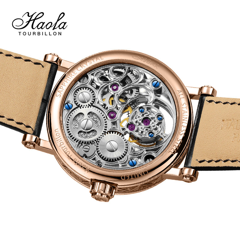 Haofa 1602 Flying Tourbillon CNC ENGRAVING Dial Skeleton Watch