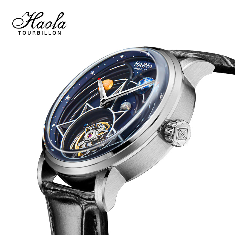 HAOFA 3D Galaxy double barrel Automatic Tourbillon (Gift Crystal Galaxy ball ) Model 2268