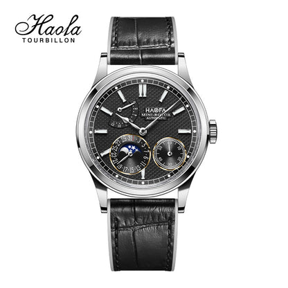 Haofa 2372 Calendar Display Moon Phase Micro Rotor Geneva Stripes Automatic Mechanical Watch