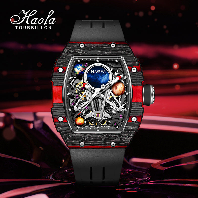 HAOFA 3D Spaceship Automatic Movement Carbon Fiber 5ATM Men Watch 1971