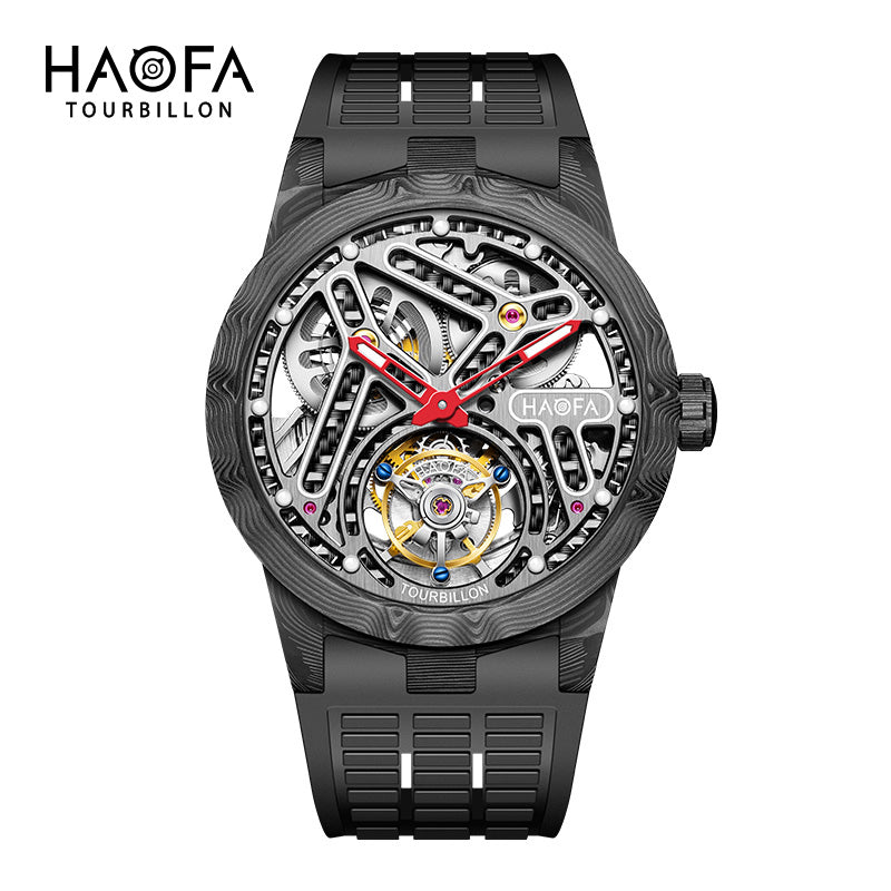 HAOFA 2330 Double Spring Carbon Fibre Round Automatic Tourbillon Watch