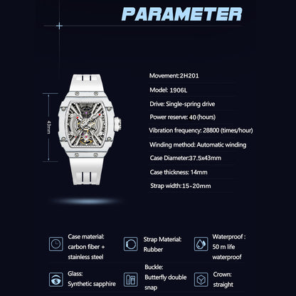 HAOFA Middle Size (37.5*43)  carbon fiber Automatic wristwatches 1906L